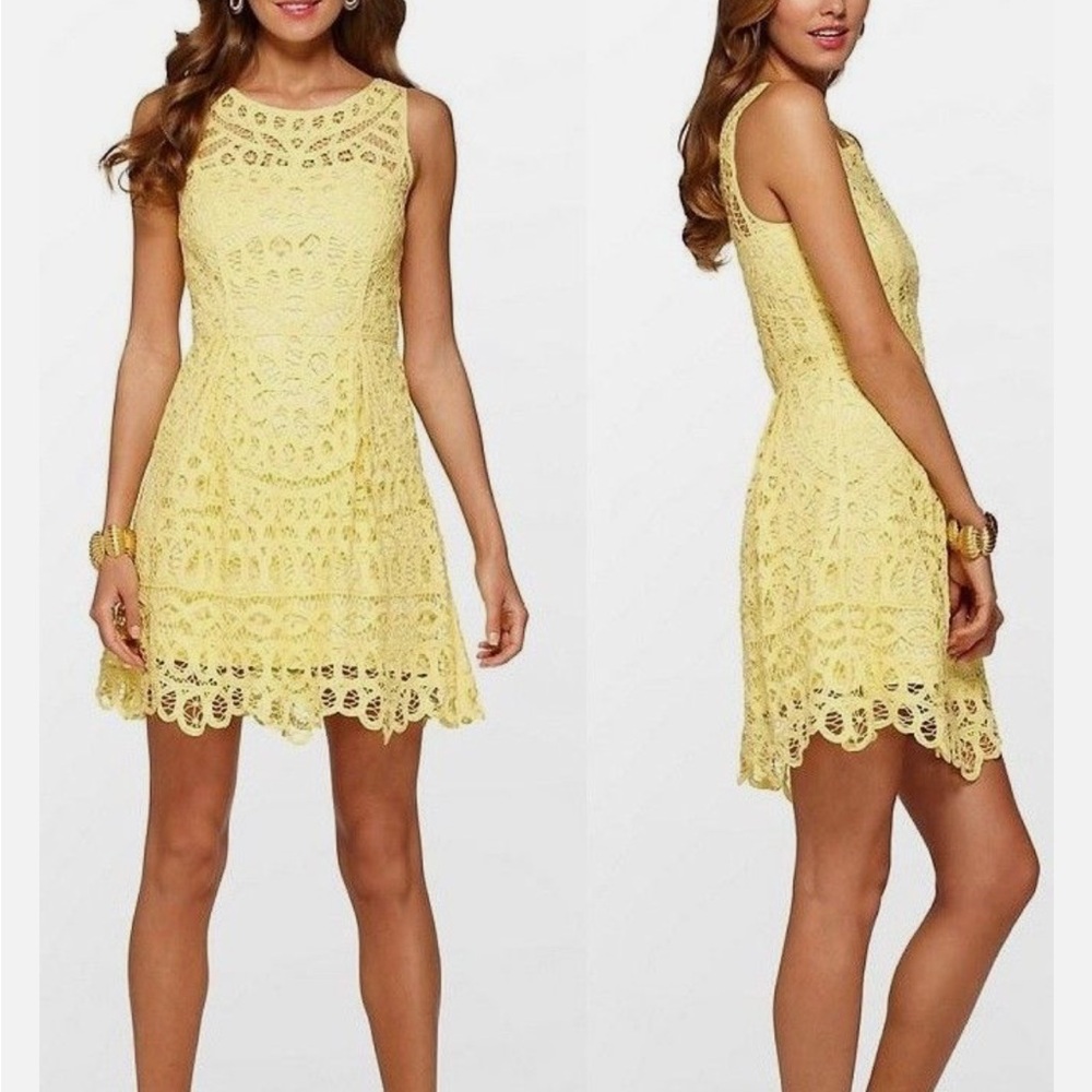 Lilly Pulitzer Sunny Yellow Lace Mini Dress Retail $398 - Picture 1 of 7